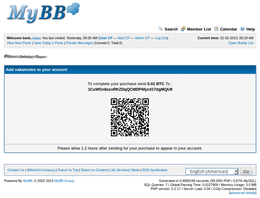 MyBB Credit from Coins - Buy Forum Points/Gold/Tokens with Bitcoin